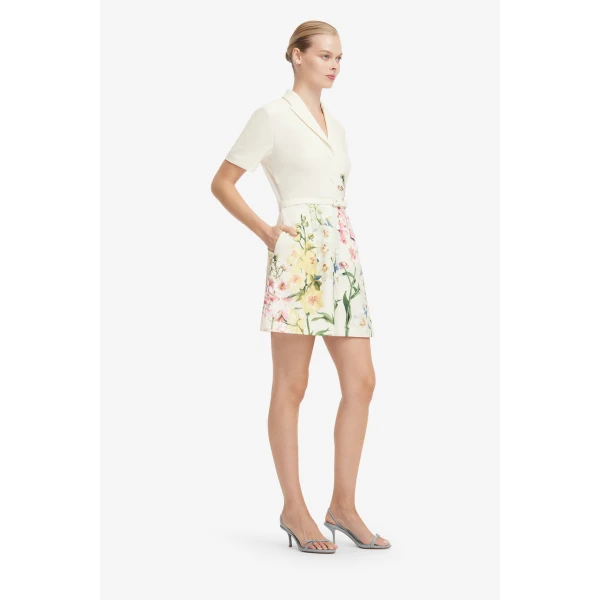 Leo Lin Brigitte Mini Dress in Snapdragon Print in Snow, view 4
