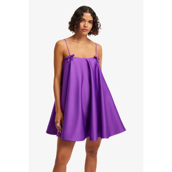 Leo Lin Caitlin Bow Mini Dress in Eminence, view 6