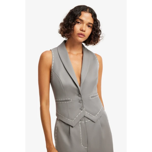 Leo Lin Charli Vest in Steel, view 6
