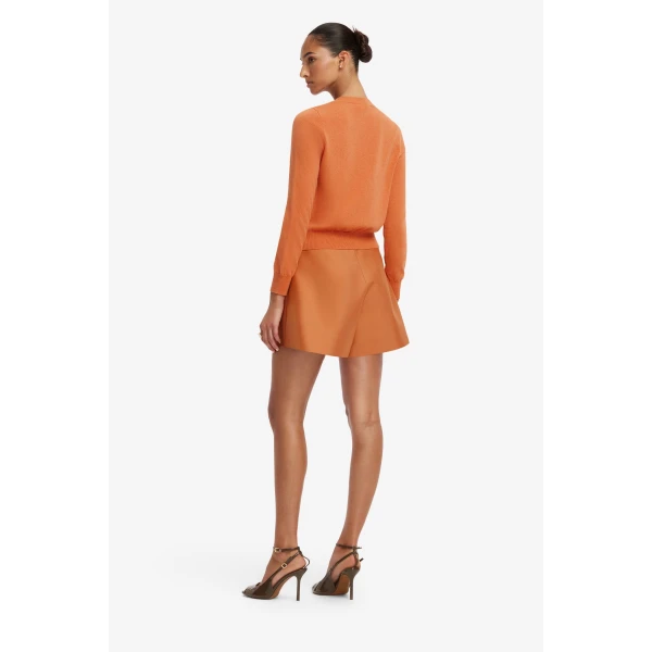 Leo Lin Claire Embellished Cashmere Blend Cardigan in Ochre, view 5