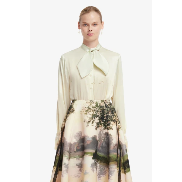 Leo Lin Cora Bow Blouse in Serene Print, view 2