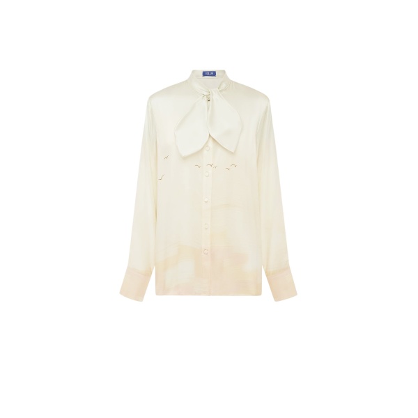 Leo Lin Cora Bow Blouse in Serene Print