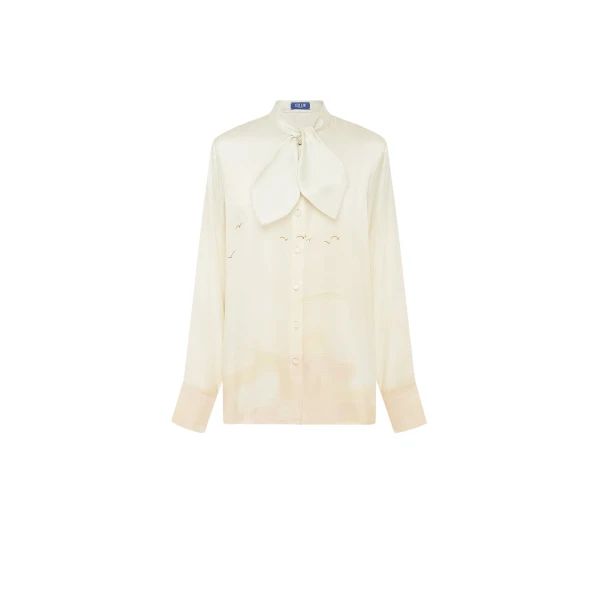 Leo Lin Cora Bow Blouse in Serene Print