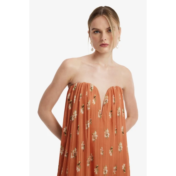 Leo Lin Dahlia Gown in Lily Print in Ochre, view 6