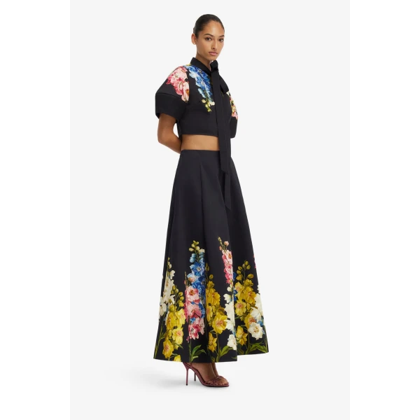 Leo Lin Elina Maxi Skirt in Snapdragon Print in Ebony, view 4