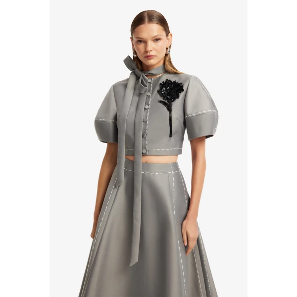Leo Lin Elina Maxi Skirt in Steel, view 6