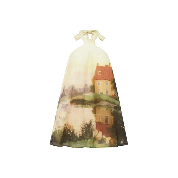 Leo Lin Eloise Halterneck Mini Dress in Serene Print