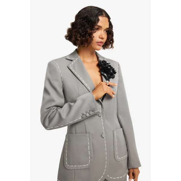 Leo Lin Jillian Blazer in Steel, view 6