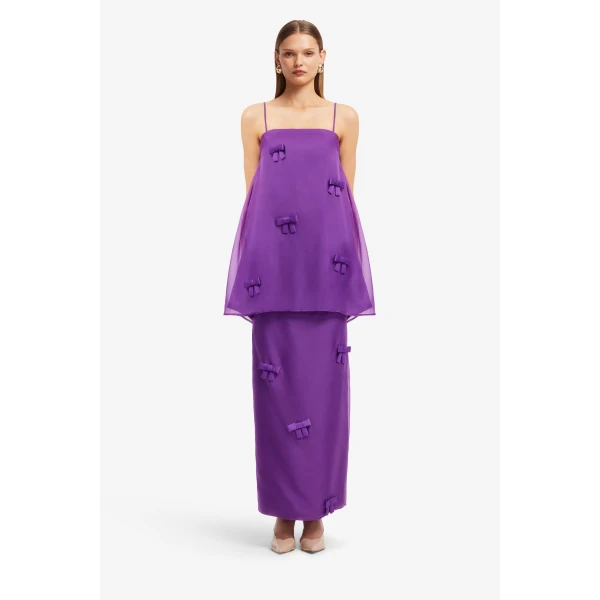 Leo Lin Jing Bow Maxi Skirt in Eminence, view 2