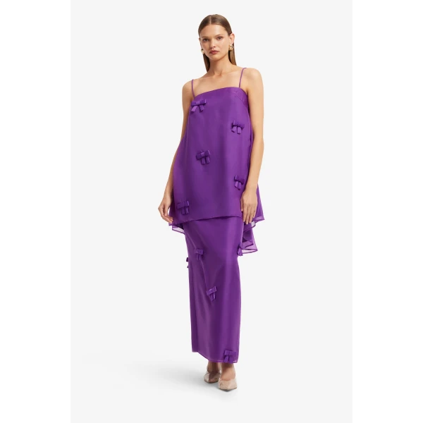 Leo Lin Jing Bow Maxi Skirt in Eminence, view 3
