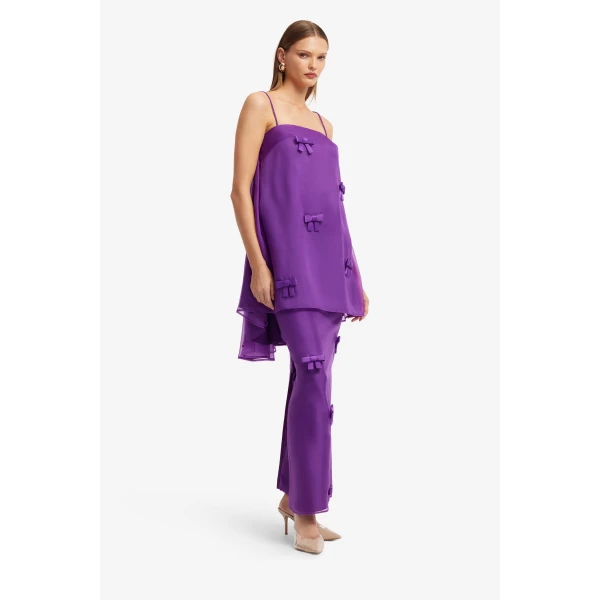 Leo Lin Jing Bow Maxi Skirt in Eminence, view 4