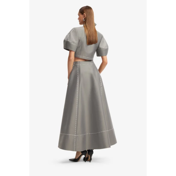 Leo Lin Molly Puff Sleeve Top in Steel, view 5