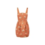 Leo Lin Piper Bell Shape Mini Dress in Lily Print in Ochre