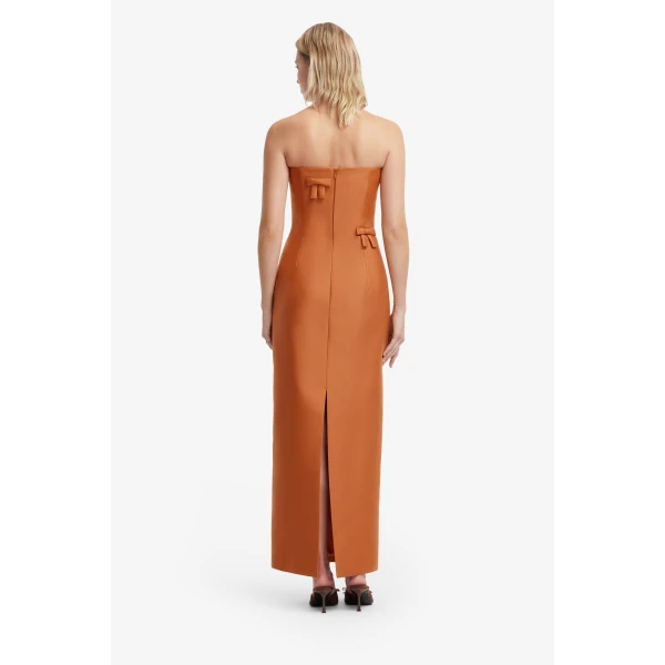 Leo Lin Rayna Bow Bustier Maxi Dress in Ochre, view 5