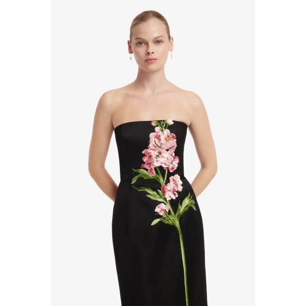 Leo Lin Rayna Embroidered Maxi Dress in Snapdragon Print in Ebony, view 6