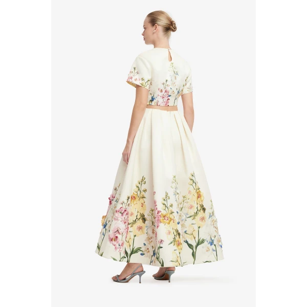 Leo Lin Riley Embroidered Sleeve Top in Snapdragon Print in Snow, view 5