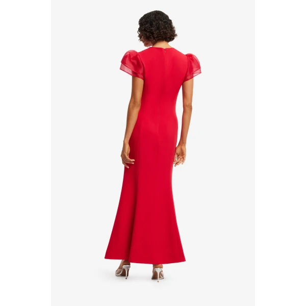 Leo Lin Sofia Puff Sleeve Maxi Dress in Vermilion, view 5
