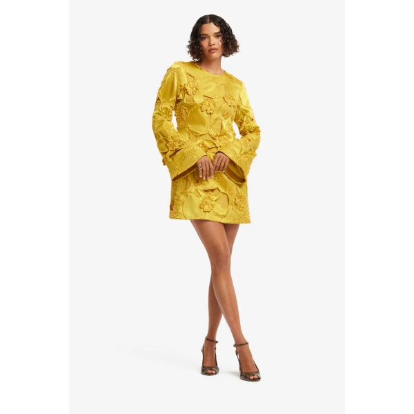 Leo Lin Suzanne Embellished Bell Sleeve Mini Dress in Opulence, view 3