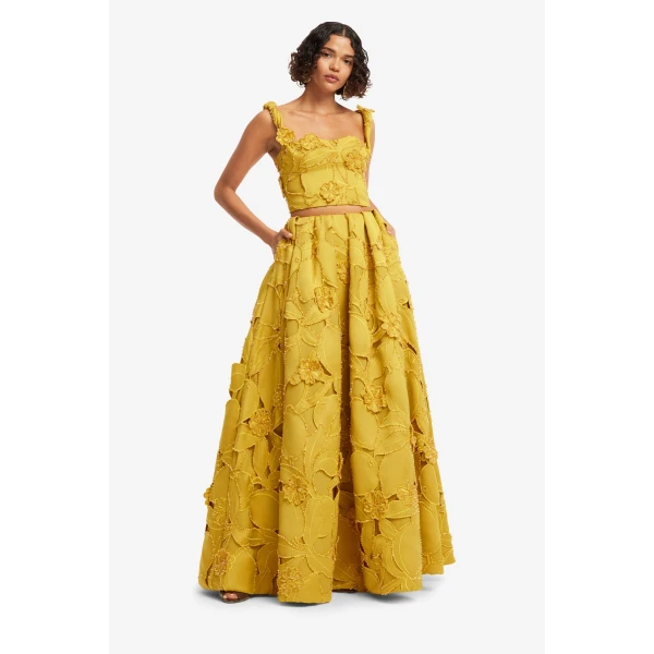 Leo Lin Victoria Embellished Puff Maxi Skirt in Opulence, view 3