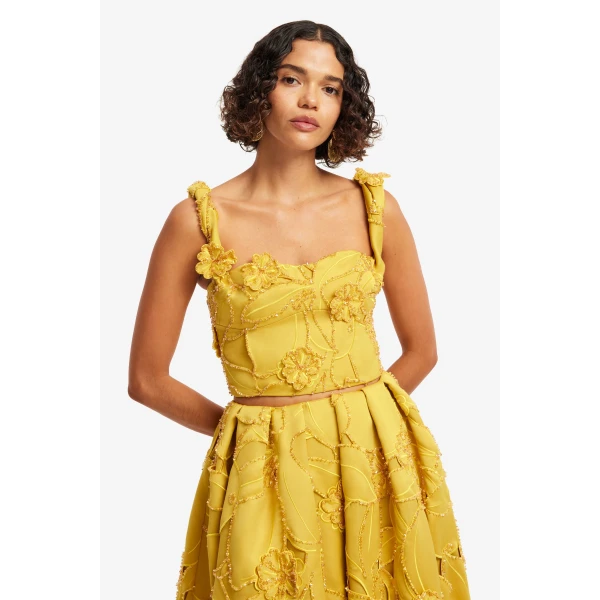 Leo Lin Victoria Embellished Puff Maxi Skirt in Opulence, view 6