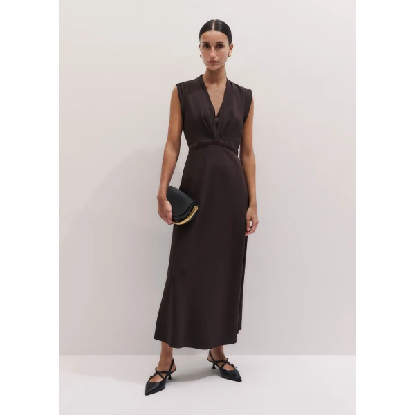 Me and Em ME+EM 2-in-1 Bias Maxi Dress in Cocoa Brown, view 3