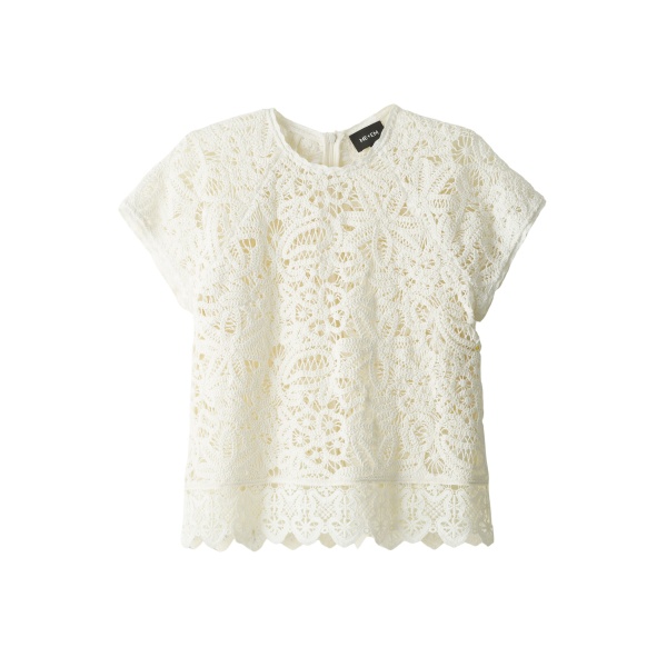 Me and Em ME+EM 2-in-1 Crochet Tee in Light Cream Top