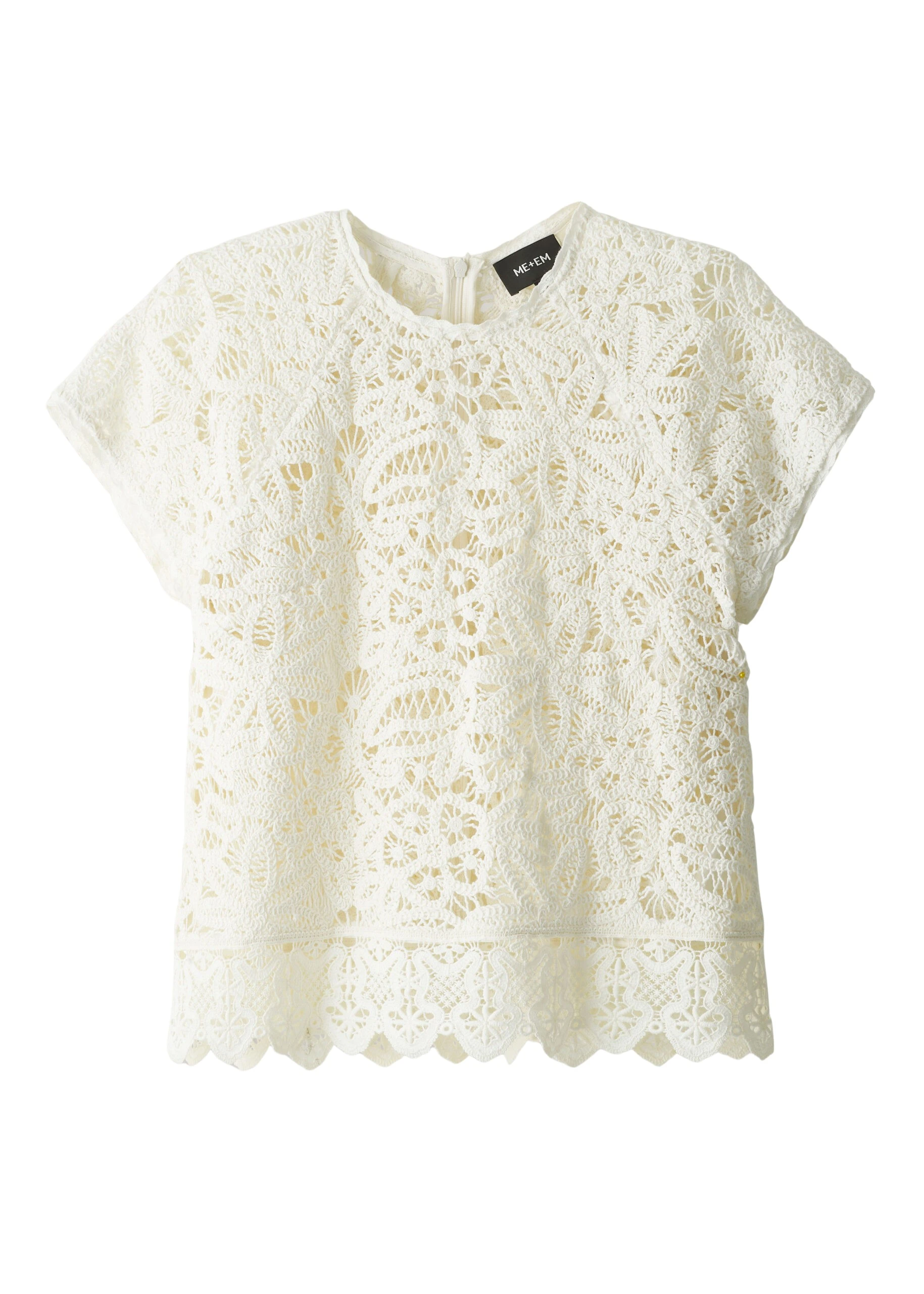 ME+EM 2-in-1 Crochet Tee in Light Cream