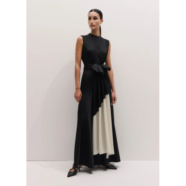 Me and Em ME+EM 2-in-1 Full-Length Dress in Black/Cream, view 2