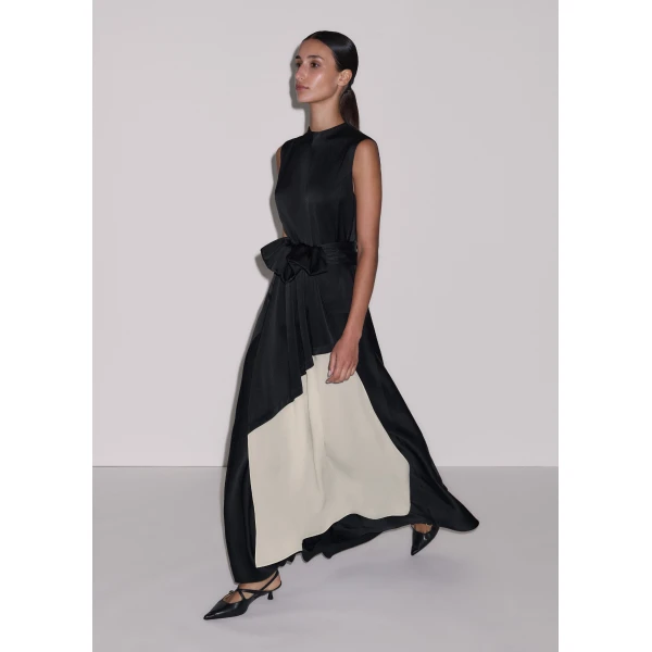 Me and Em ME+EM 2-in-1 Full-Length Dress in Black/Cream, view 4