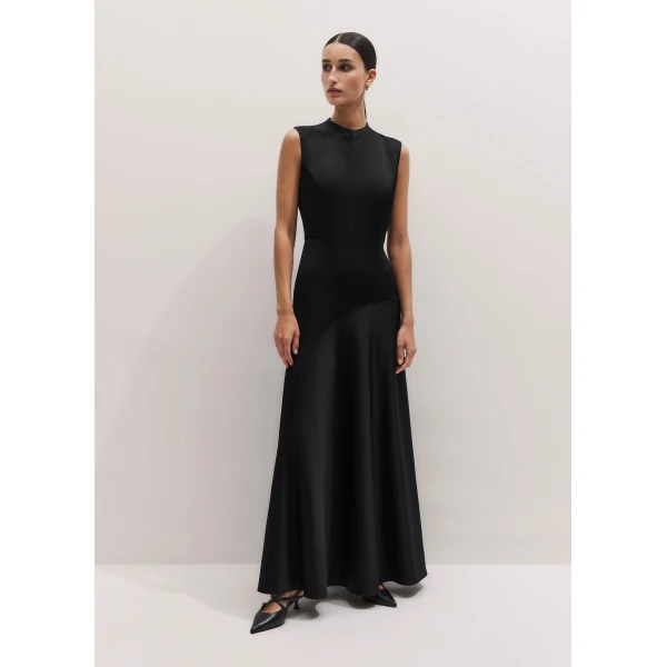 Me and Em ME+EM 2-in-1 Full-Length Dress in Black/Cream, view 6