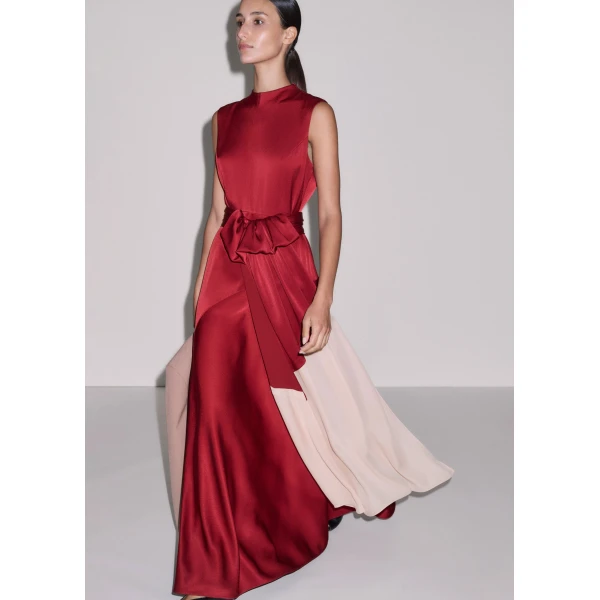 Me and Em ME+EM 2-in-1 Full-Length Dress in Pomegranate Red/Pink, view 2