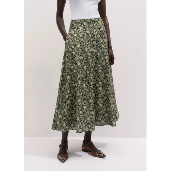 Me and Em ME+EM A-Line Maxi Skirt in Green/Multi, view 3