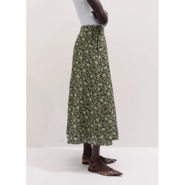Me and Em ME+EM A-Line Maxi Skirt in Green/Multi, view 4