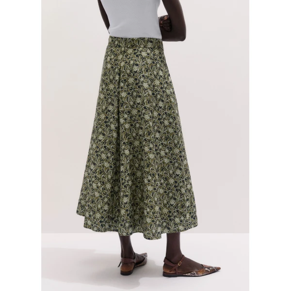 Me and Em ME+EM A-Line Maxi Skirt in Green/Multi, view 5
