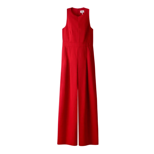 ME+EM AM-PM Wide-Leg Jumpsuit in Ruby Red