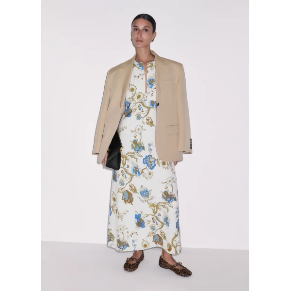 Me and Em ME+EM Bias Cut Maxi Dress in Light Cream/Multi, view 4