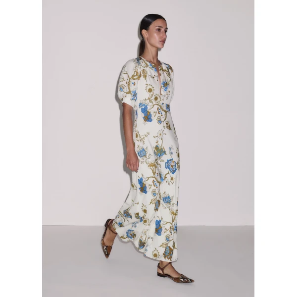 Me and Em ME+EM Bias Cut Maxi Dress in Light Cream/Multi, view 6
