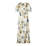Me and Em ME+EM Bias Cut Maxi Dress in Light Cream/Multi