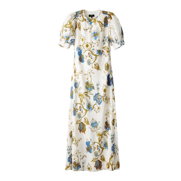 Me and Em ME+EM Bias Cut Maxi Dress in Light Cream/Multi