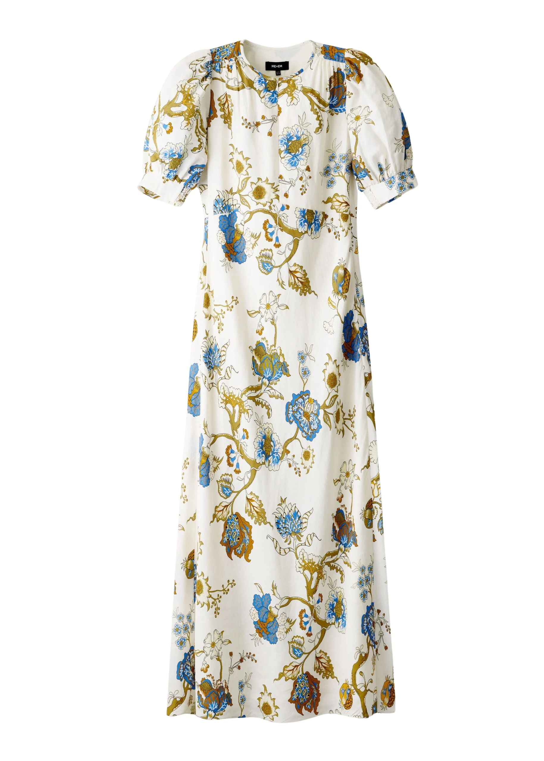 ME+EM Bias Cut Maxi Dress in Light Cream/Multi