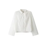 Me and Em ME+EM Broderie Crop Blouse in Soft White