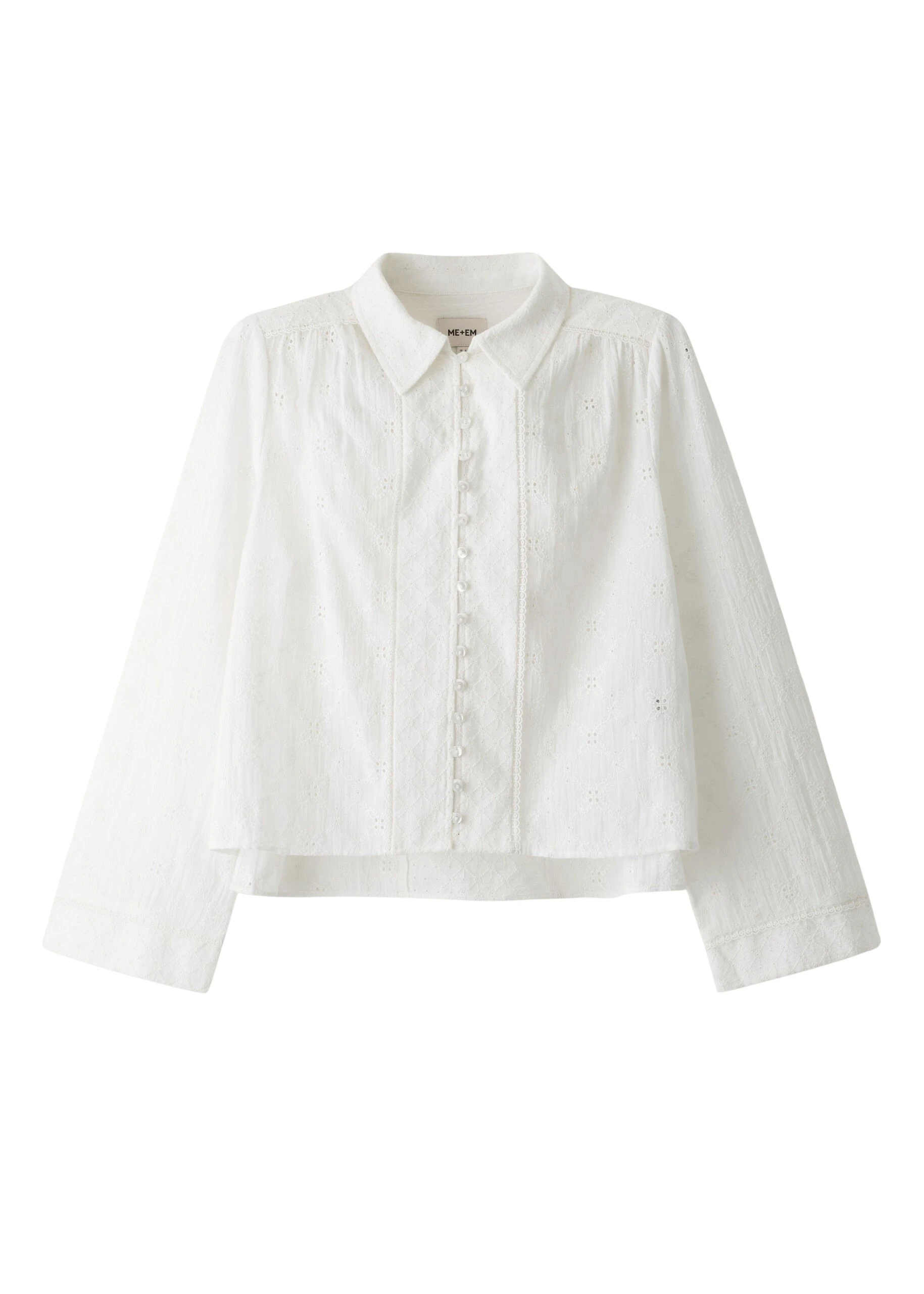 ME+EM Broderie Crop Blouse in Soft White