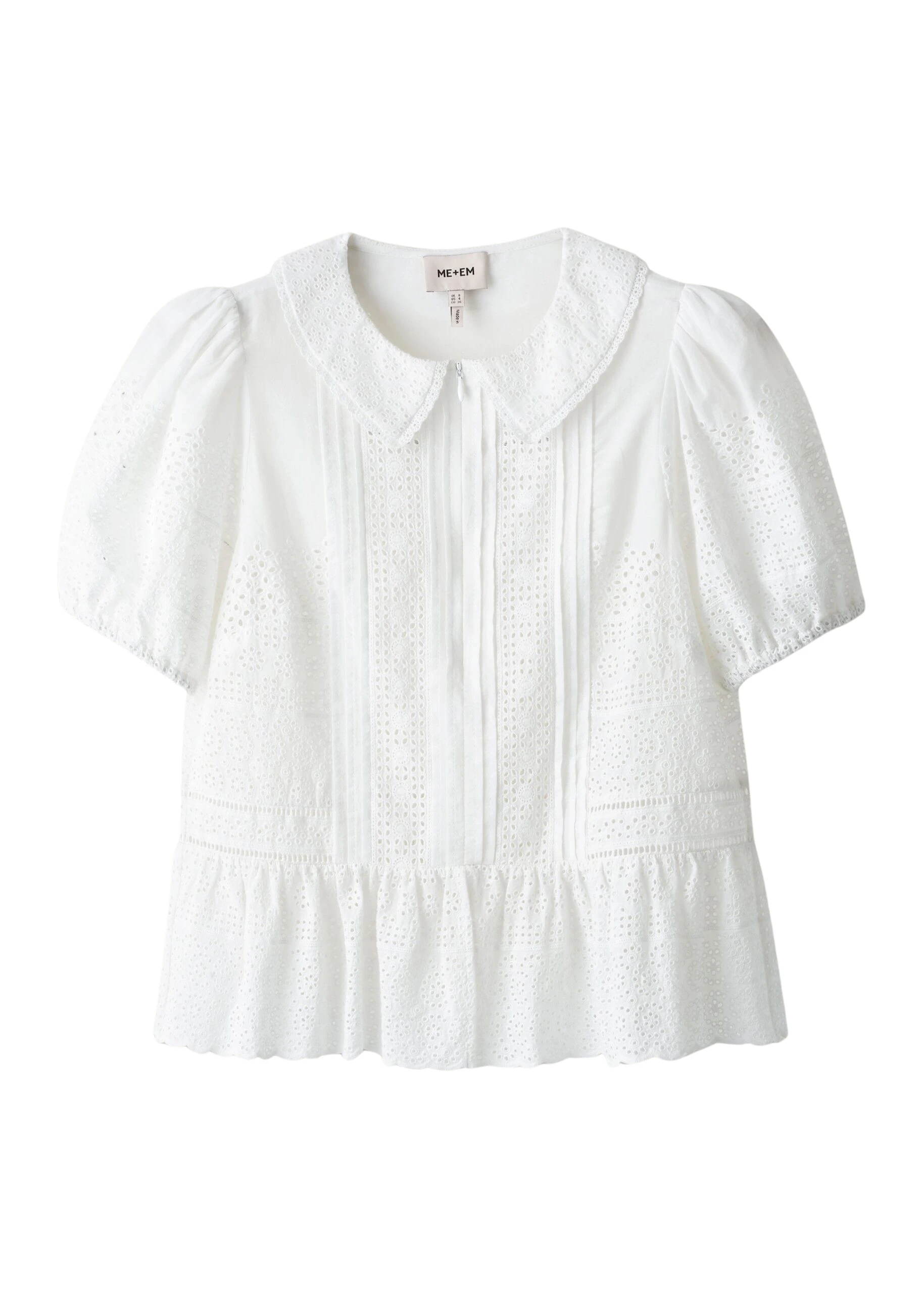 ME+EM Broderie Peplum Top in Soft White