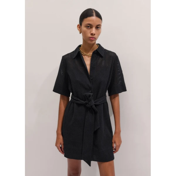 Me and Em ME+EM Broderie Short Dress in Black, view 3