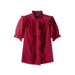 Me and Em ME+EM Broderie Straight Blouse in Pomegranate Red