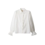 Me and Em ME+EM Broderie Straight Blouse in Soft White