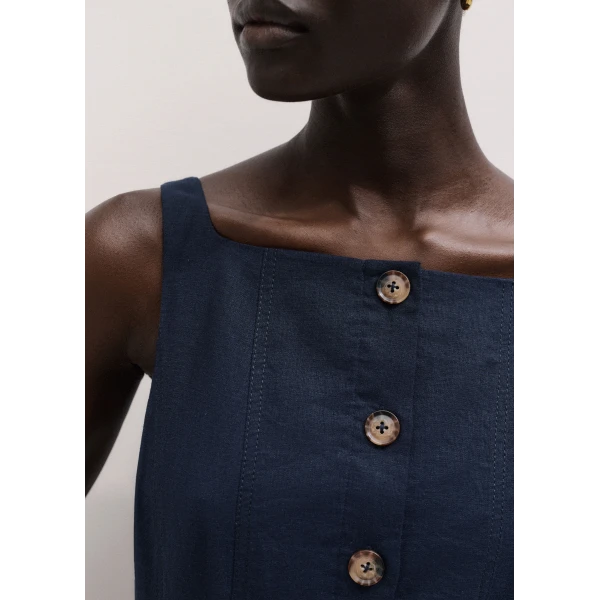 Me and Em ME+EM Button Front Maxi Dress in Navy, view 3