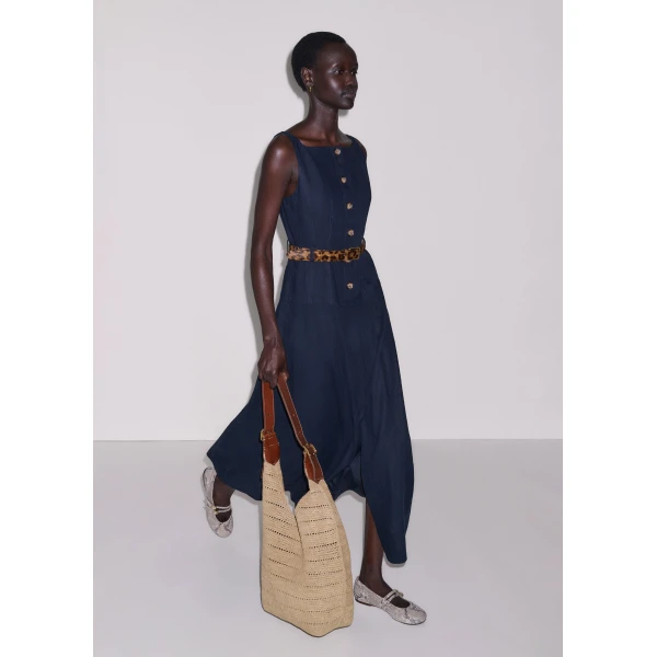 Me and Em ME+EM Button Front Maxi Dress in Navy, view 4