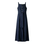 Me and Em ME+EM Button Front Maxi Dress in Navy