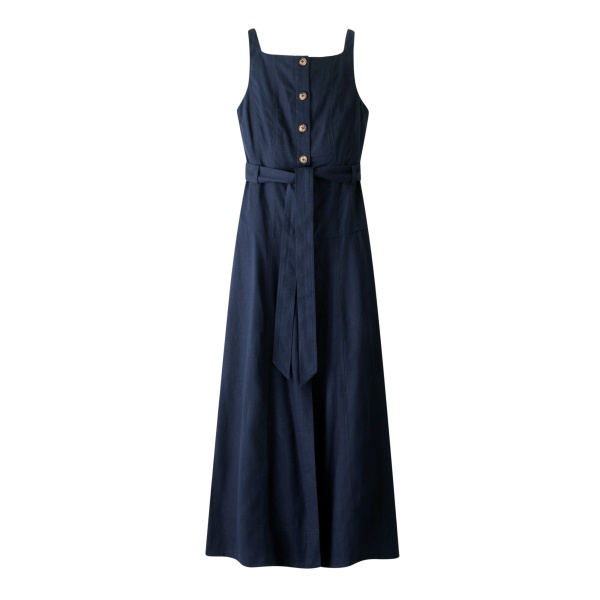 Me and Em ME+EM Button Front Maxi Dress in Navy
